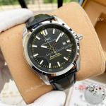 Best Quality Copy IWC Aquatimer Black Dial Leather Strap Watch